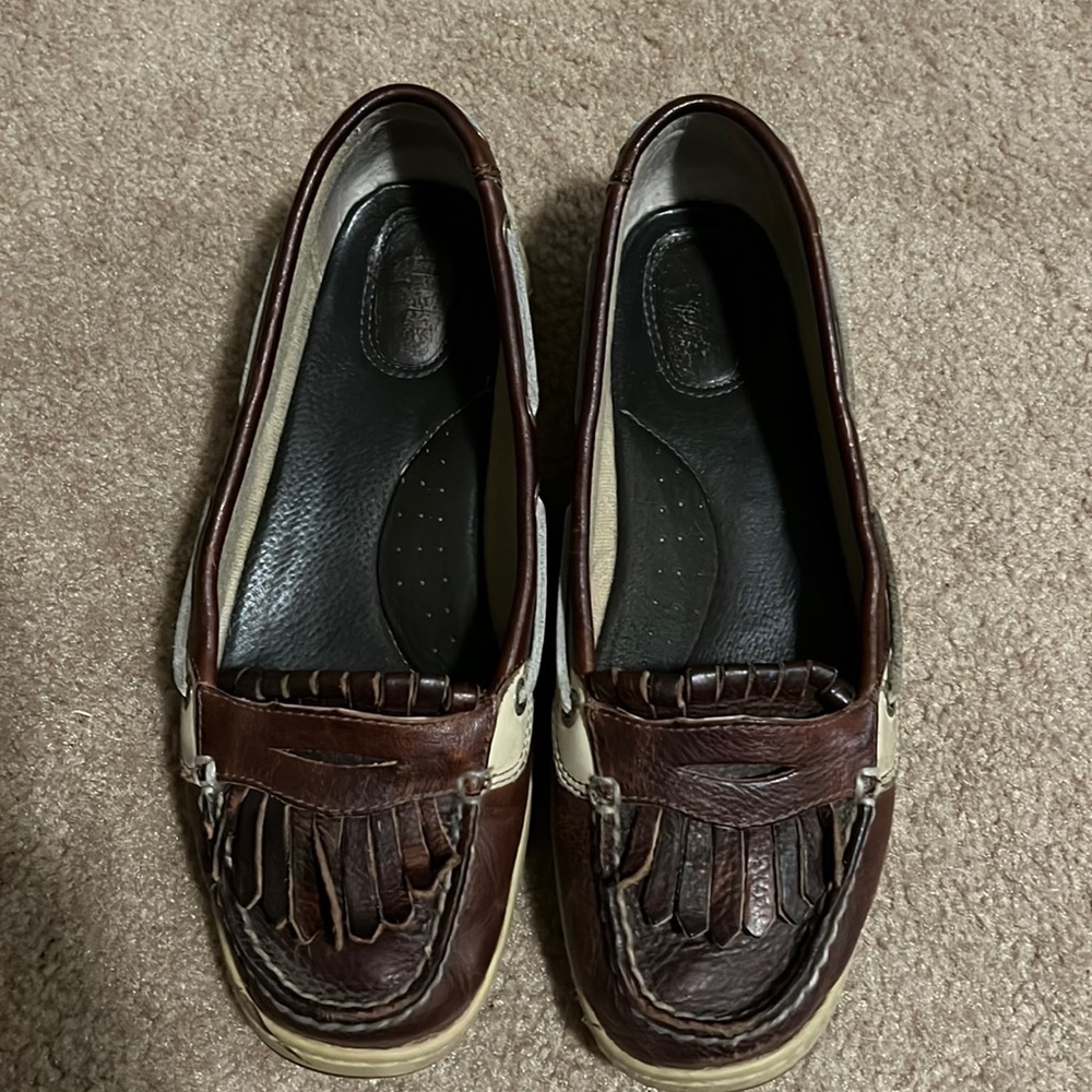 Faux cheetah print Sperry Top-Sider loafers size 10M.